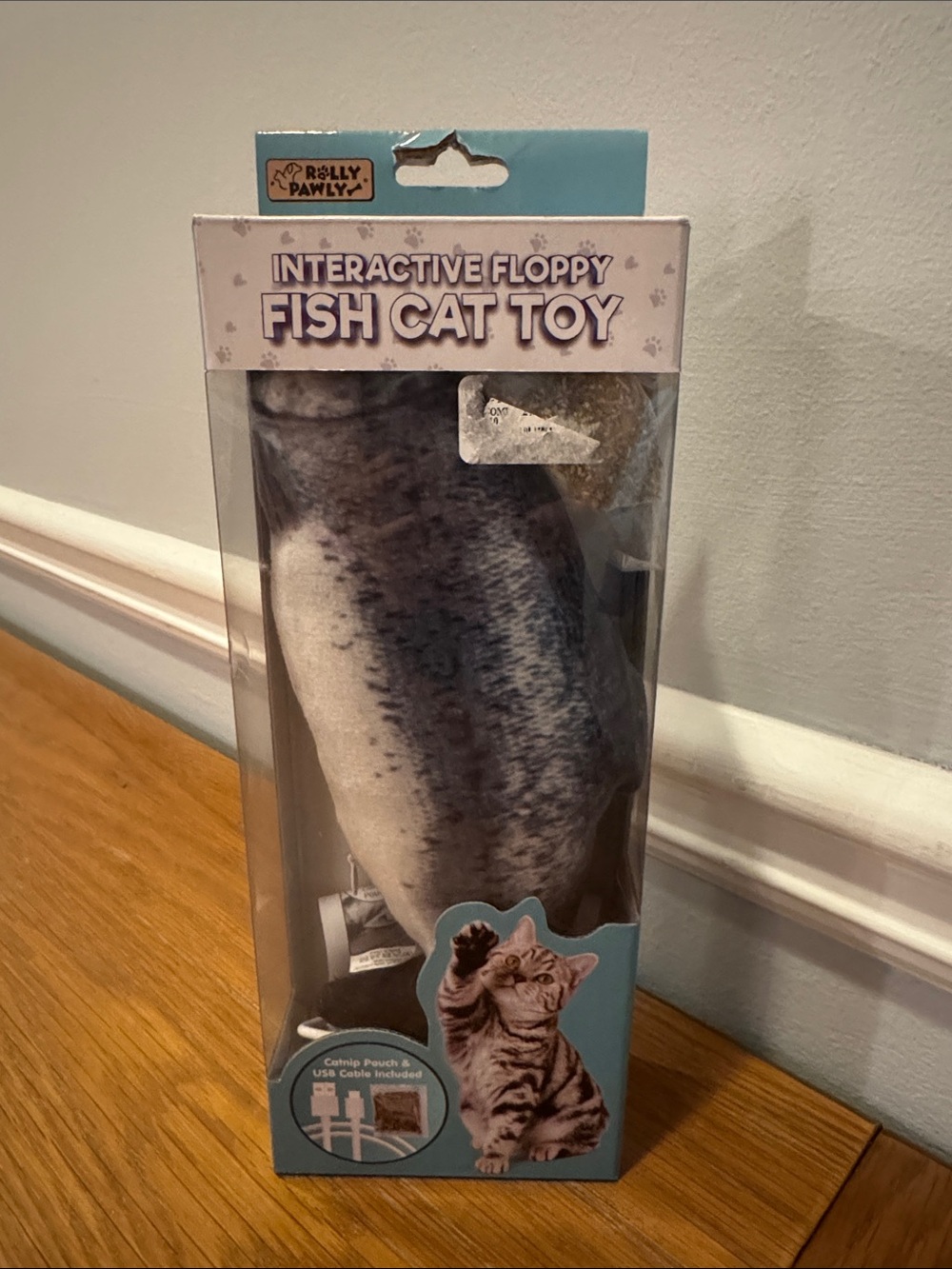 Interactive Floppy Fish Cat Toy - Gray